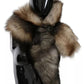Dolce & Gabbana Brown Fox Tail Fur Shawl Neck Wrap Cover Collar Scarf