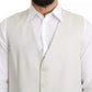 Dolce & Gabbana Off-White Cotton Silk Formal Coat Vest