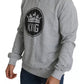 Dolce & Gabbana Gray Crown King Print Cotton Pullover Sweater