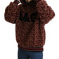 Dolce & Gabbana Red Beige Wool Oversize Hooded Pullover Sweater