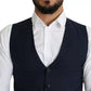 Dolce & Gabbana Navy Blue Men Formal Dress Waistcoat Vest