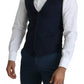 Dolce & Gabbana Navy Blue Men Formal Dress Waistcoat Vest