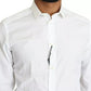 Dolce & Gabbana White Cotton Formal Dress Top GOLD Shirt