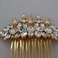 Dolce & Gabbana Gold Brass Clear Crystal Hair Stick Accessory Comb