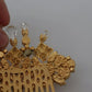 Dolce & Gabbana Gold Brass Clear Crystal Hair Stick Accessory Comb