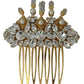 Dolce & Gabbana Gold Brass Clear Crystal Hair Stick Accessory Comb