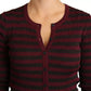 Dolce & Gabbana Black Red Striped Womens Cardigan Sweater