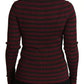 Dolce & Gabbana Black Red Striped Womens Cardigan Sweater