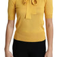 Dolce & Gabbana Yellow Silk Knit Pullover Ascot Collar Top