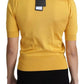 Dolce & Gabbana Yellow Silk Knit Pullover Ascot Collar Top