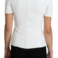 Dolce & Gabbana White Viscose Stretch Short Sleeves Blouse Top