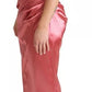Dolce & Gabbana Pink Draped Midi Flower Applique Dress
