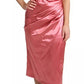 Dolce & Gabbana Pink Draped Midi Flower Applique Dress