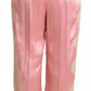 Dolce & Gabbana Pink Lace Trimmed Silk Satin Wide Legs Pants