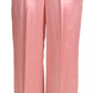 Dolce & Gabbana Pink Lace Trimmed Silk Satin Wide Legs Pants