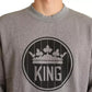 Dolce & Gabbana Gray Crown King Cotton Pullover Sweater