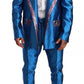 Dolce & Gabbana Blue Jacquard Silk Formal 2 Piece Set Suit