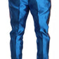 Dolce & Gabbana Blue Jacquard Silk Formal 2 Piece Set Suit