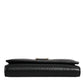 Dolce & Gabbana Black Leather Gold Metal Logo Plaque Trifold Keyring