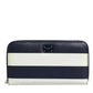 Dolce & Gabbana White Blue Striped Leather Zip Around Continental Wallet