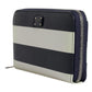 Dolce & Gabbana White Blue Striped Leather Zip Around Continental Wallet