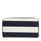 Dolce & Gabbana White Blue Striped Leather Zip Around Continental Wallet