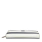 Dolce & Gabbana White Blue Striped Leather Zip Around Continental Wallet