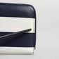 Dolce & Gabbana White Blue Striped Leather Zip Around Continental Wallet