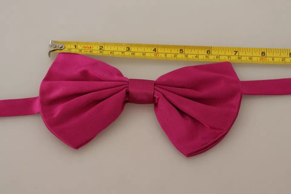 Dolce & Gabbana Pink 100% Silk Adjustable Neck Bow Tie Men Mens