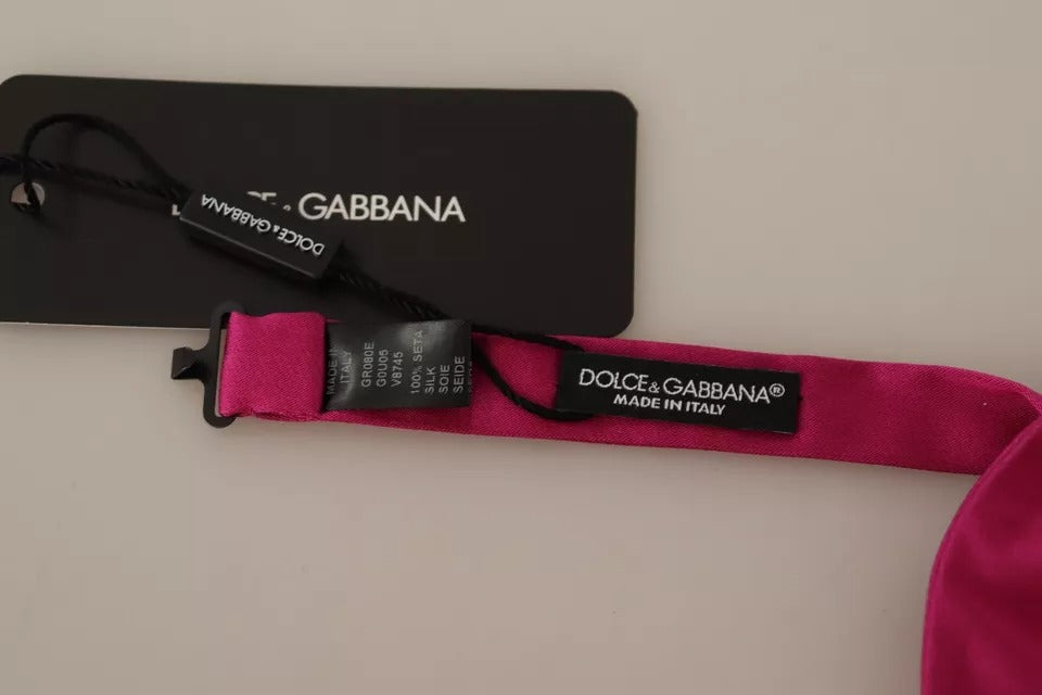 Dolce & Gabbana Pink 100% Silk Adjustable Neck Bow Tie Men Mens