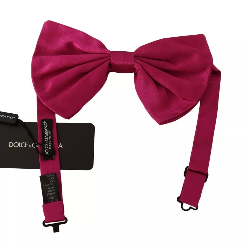 Dolce & Gabbana Pink 100% Silk Adjustable Neck Bow Tie Men Mens