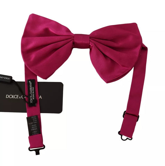 Dolce & Gabbana Pink 100% Silk Adjustable Neck Bow Tie Men Mens