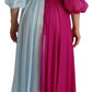 Dolce & Gabbana Fuchsia Light Blue Silk Two Tone Midi Dress