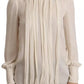 Dolce & Gabbana Off White Silk Long Sleeve Turtle Neck Top