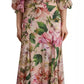 Dolce & Gabbana Pink A-line Sheath Floral Pussy Bow Long Dress