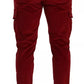 Dolce & Gabbana Red Corduroy Cotton Cargo Skinny Pants