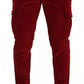 Dolce & Gabbana Red Corduroy Cotton Cargo Skinny Pants