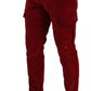 Dolce & Gabbana Red Corduroy Cotton Cargo Skinny Pants