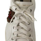 Dolce & Gabbana White Leather Heart Low Top Casual Sneakers Shoes