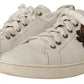 Dolce & Gabbana White Leather Heart Low Top Casual Sneakers Shoes