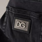 Dolce & Gabbana Gray Running Denim Stretch Logo Skinny Jeans