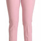 Dolce & Gabbana Pink Wool Mid Waist Tapered Pants