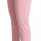 Dolce & Gabbana Pink Wool Mid Waist Tapered Pants