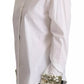 Dolce & Gabbana White Cotton Collared Long Sleeves Sequin Top Shirt