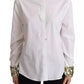 Dolce & Gabbana White Cotton Collared Long Sleeves Sequin Top Shirt