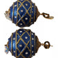 Dolce & Gabbana Gold Brass Blue Christmas Ball Crystal Hook Jewelry Earrings