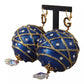 Dolce & Gabbana Gold Brass Blue Christmas Ball Crystal Hook Jewelry Earrings