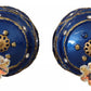 Dolce & Gabbana Gold Brass Blue Christmas Ball Crystal Hook Jewelry Earrings