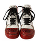 Dolce & Gabbana Red White Beige Leather High Tops Sneakers Shoes