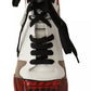 Dolce & Gabbana Red White Beige Leather High Tops Sneakers Shoes